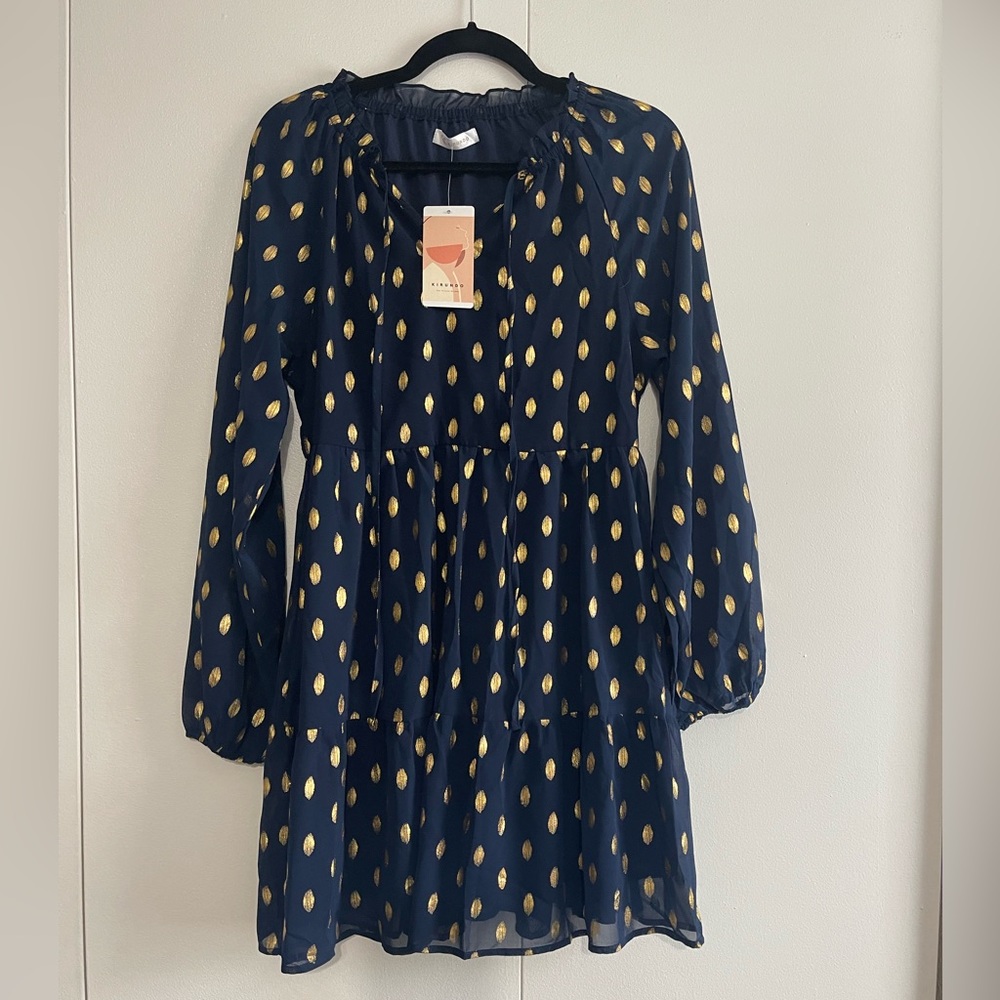 Gold and navy boho dress